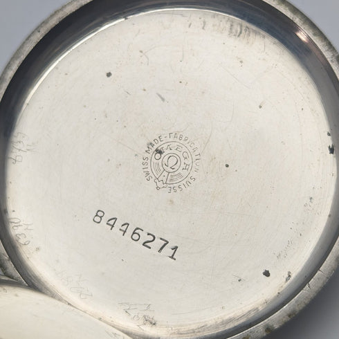 Around 1920 Antique Omega pocket watch silver plated open face with translation